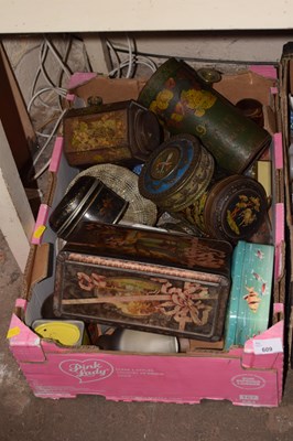 Lot 609 - Box of various vintage tins