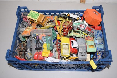 Lot 656 - Box of various play worn toy vehicles