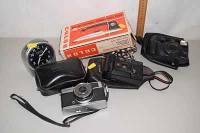 Lot 668 - Mixed Lot: Various cameras, bedside clock,...