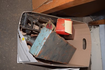 Lot 703 - Box of vintage footpump and other assorted...