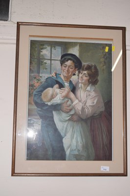 Lot 713 - Chromolithograph parents with baby