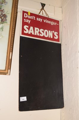 Lot 720 - A Sarsons Vinegar chalk board