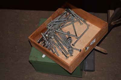 Lot 728 - Box of bolts and a vintage metal tin