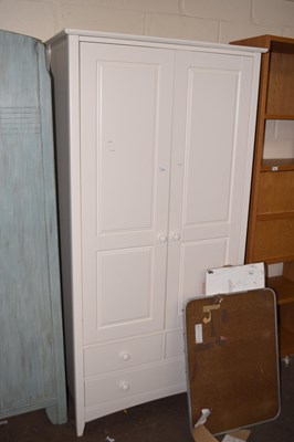 Lot 747 - Modern white two door, three drawer wardrobe