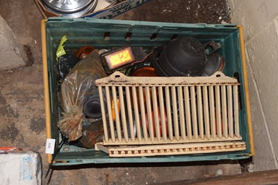 Lot 848 - Box of various lamps, radiator cover, other...