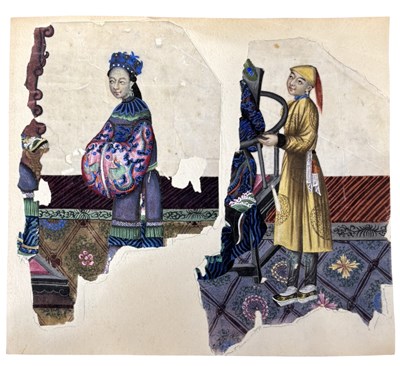 Lot 1104 - CHINESE PITH PAINTING. c1840s. Two Chinese...