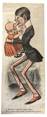 Lot 994 - CARICATURE c1880s Narrow and large poster...