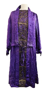 Lot 7 - A c.1920's lady's dress, in purple satin with...