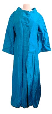 Lot 49 - A custom made opera coat, in turquoise shot...