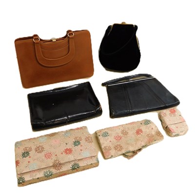 Lot 107 - Five handbags: to include a black velvet bag...