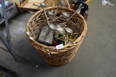 Lot 610 - BASKET CONTAINING CANDLE HOLDERS, CHRISTMAS...