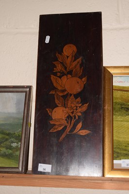 Lot 36 - A wooden panel decorated with fruit