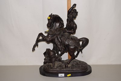 Lot 108 - A bronzed Spelter figure on horseback