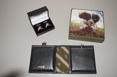 Lot 113 - A boxed wood Setton modern double hip flask, a...