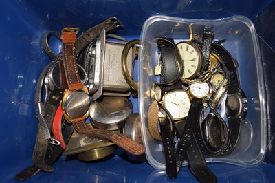Lot 119 - A box of various assorted wristwatches, travel...