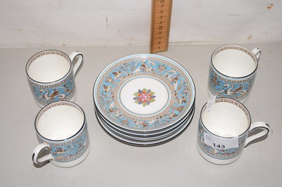 Lot 143 - Four Wedgwood Florentine pattern cups and saucers