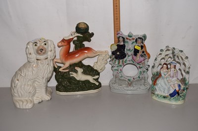 Lot 171 - A group of Staffordshire figures, pocket watch...