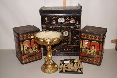 Lot 184 - Mixed Lot: Vintage tins, an Oriental black...