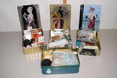 Lot 188 - Four tins of various sewing supplies