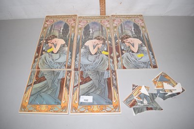 Lot 192 - Three reproduction Art Nouveau tile panels