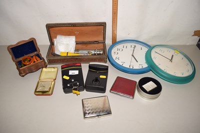 Lot 203 - Mixed Lot: Wall clock, cigarette cases,...