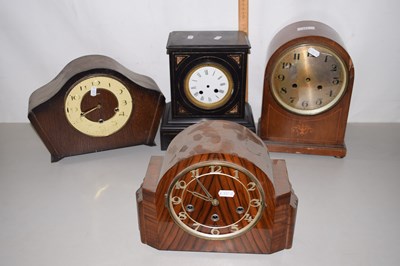 Lot 231 - A Victorian black slate cased mantel clock...