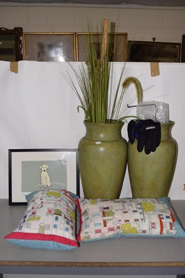 Lot 249 - Mixed Lot: Pair of large vases, cushions and a...