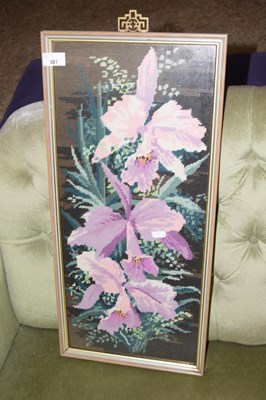 Lot 387 - A tapestry picture of orchid flowers