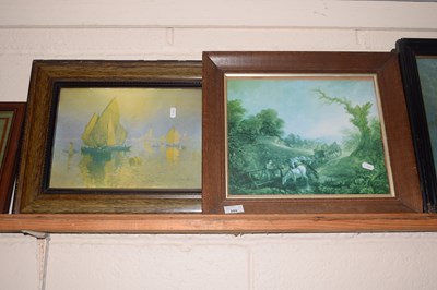 Lot 259 - Two coloured prints, watering horses and a...