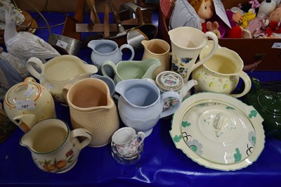 Lot 187 - MIXED LOT DECORATED JUGS, TEA POTS AND OTHER...