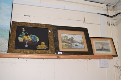 Lot 266 - A still life study of fruit and objects,...