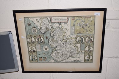 Lot 273 - A reproduction coloured map of Lancaster