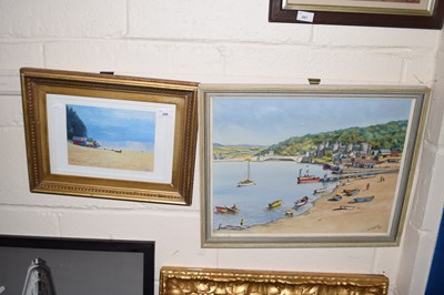 Lot 288 - G A Plumstead, study of a beach scene, oil on...