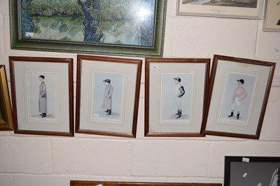 Lot 289 - A set of four coloured prints of jockeys