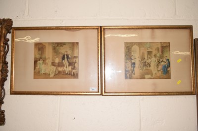 Lot 301 - Pair of coloured prints, 19th Century interior...