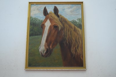 Lot 34 - Portrait of a Horse. Oil on canvas. 20.5x17ins