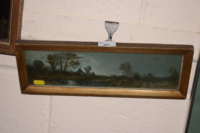 Lot 307 - A small framed study of a country cottage at dusk