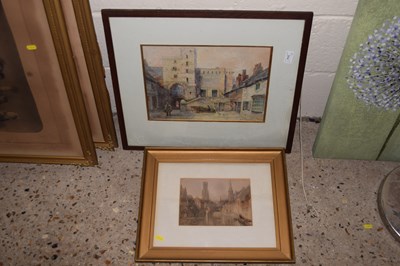 Lot 314 - Watercolour of a courtyard scene with figures,...