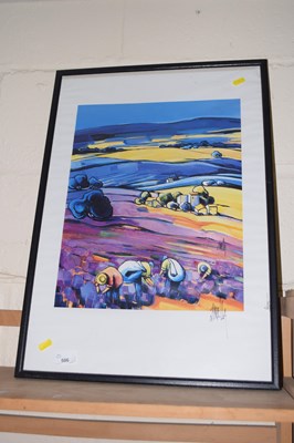 Lot 506 - Contemporary print of workers in a field,...