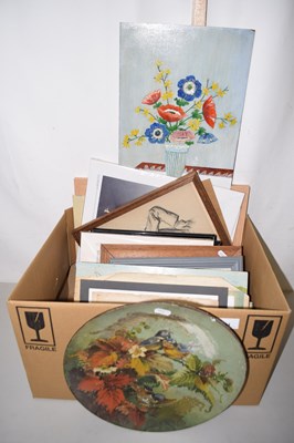 Lot 534 - Box of assorted pictures and prints, some framed