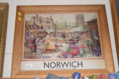 Lot 550 - Norwich Market Railway print, framed