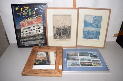 Lot 554 - Small wall mirror and assorted prints