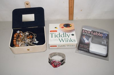 Lot 599 - Mixed Lot:  Small box of jewellery, portable...
