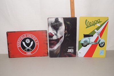 Lot 602 - Three reproduction metal signs