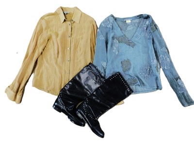 Lot 72 - A silk cotton shirt by Jigsaw, size 8; a grey...