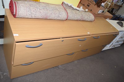 Lot 736 - Two light wood finish office filing chests for...