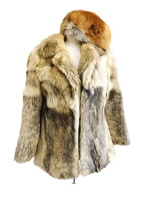 Lot 91 - A coyote fur jacket and a red fox fur hat, (2)