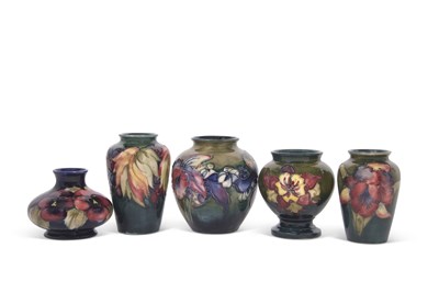 Lot 32 - Group of five mid 20th Century Moorcroft vases,...
