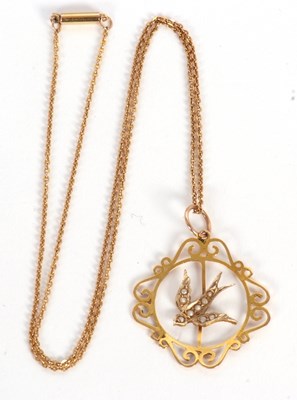 Lot 104 - A seed pearl necklace, the round open frame...