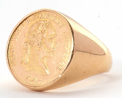 Lot 20 - A French Napoleon III coin ring, with tapered...